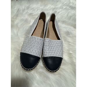 J.mclaughlin Redding 2 basket weave woven black white loafers 9M
